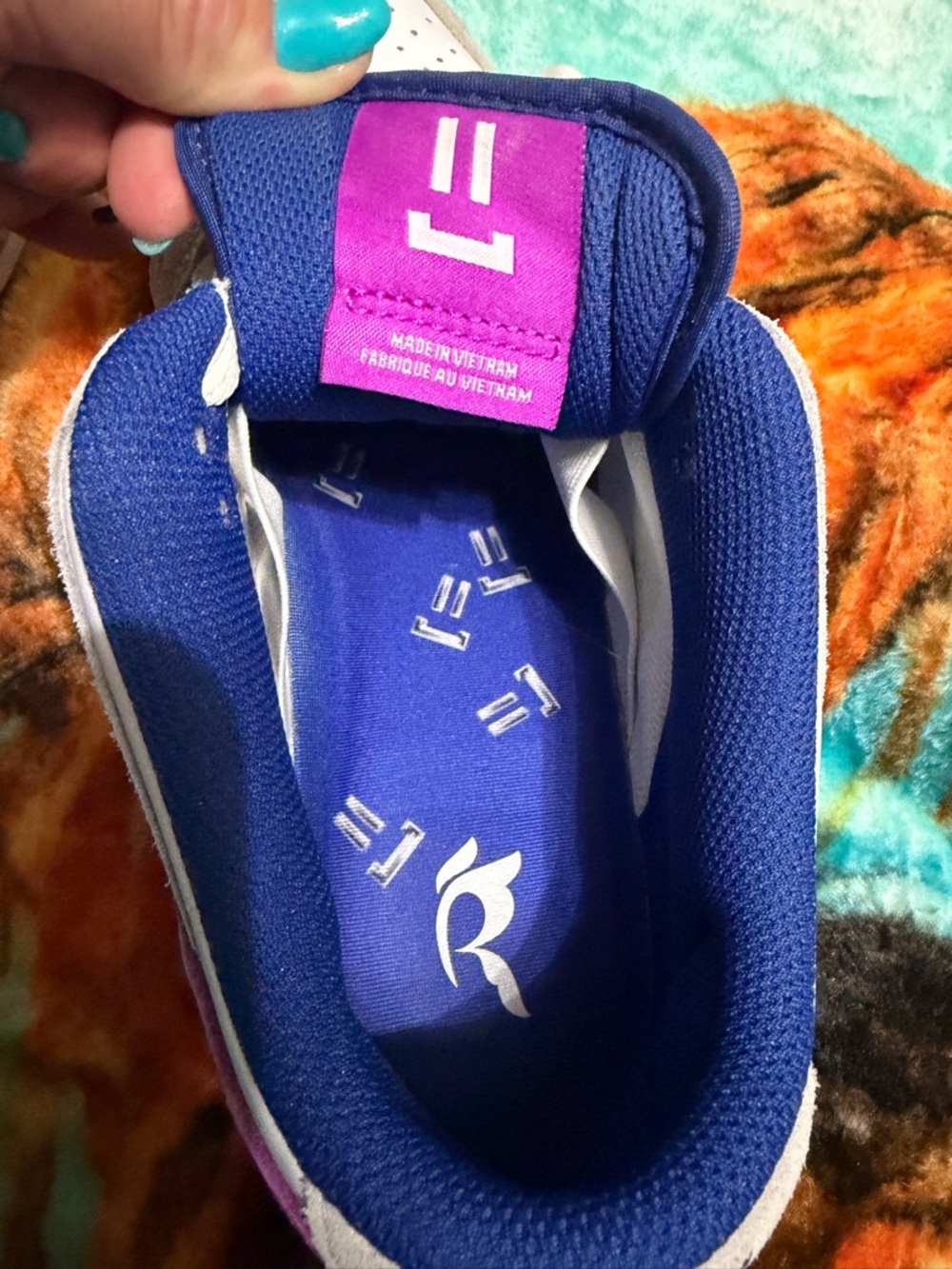 Nike Women’s White Sneakers with Purple and Blue Accents - Picture 4 of 4